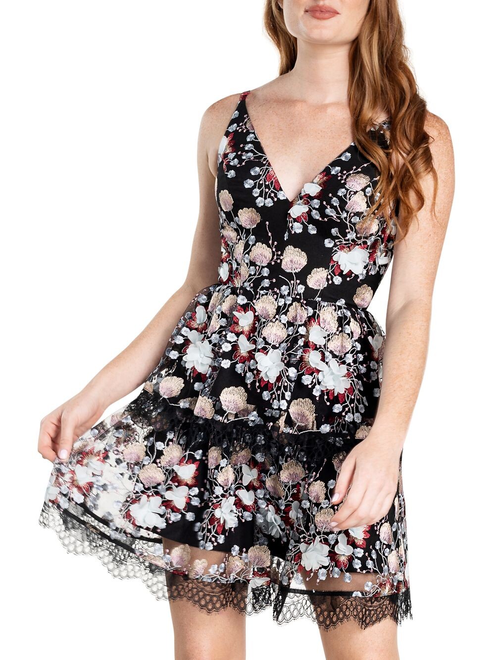 

Коктейльное платье Nellie с цветочной вышивкой Dress The Population, черный