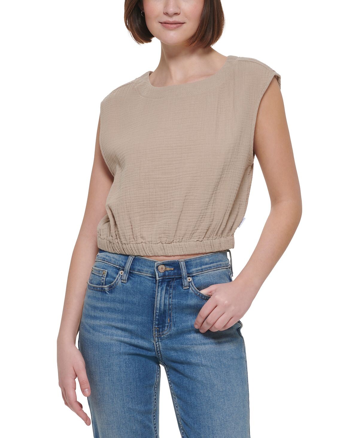 

Женский хлопковый топ без рукавов с эластичной кромкой Calvin Klein Jeans