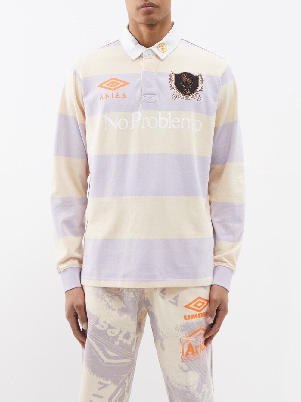 

Рубашка-поло в полоску с логотипом из коллаборации с umbro Aries, бежевый
