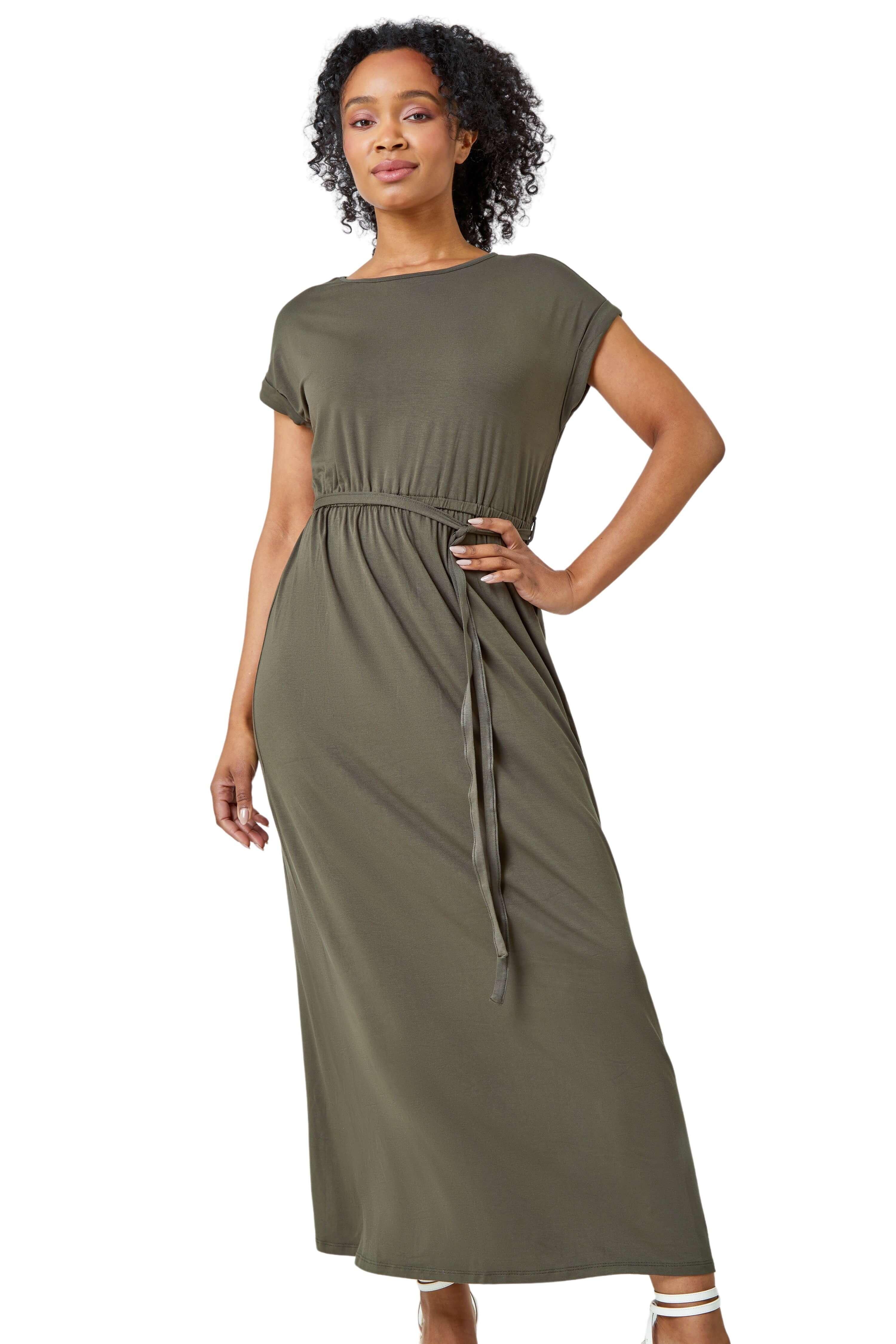 Миниатюрное простое эластичное платье макси Roman, коричневый