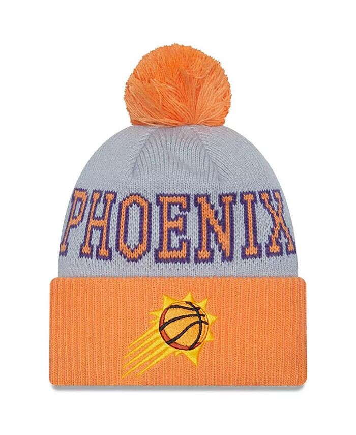 

Мужская оранжево-серая двухцветная вязаная шапка Phoenix Suns с манжетами и помпоном New Era, фиолетовый
