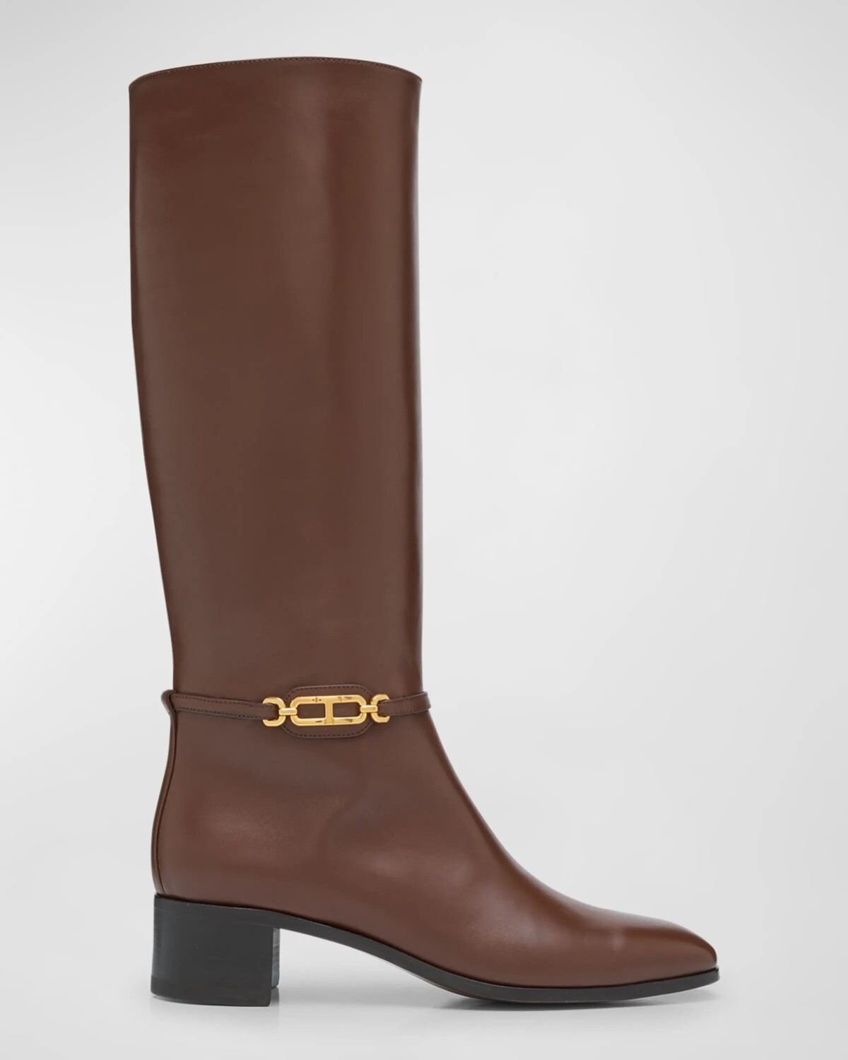 

Кожаные сапоги до колена с цепочкой Whitney Tom Ford, цвет Saddle Brown