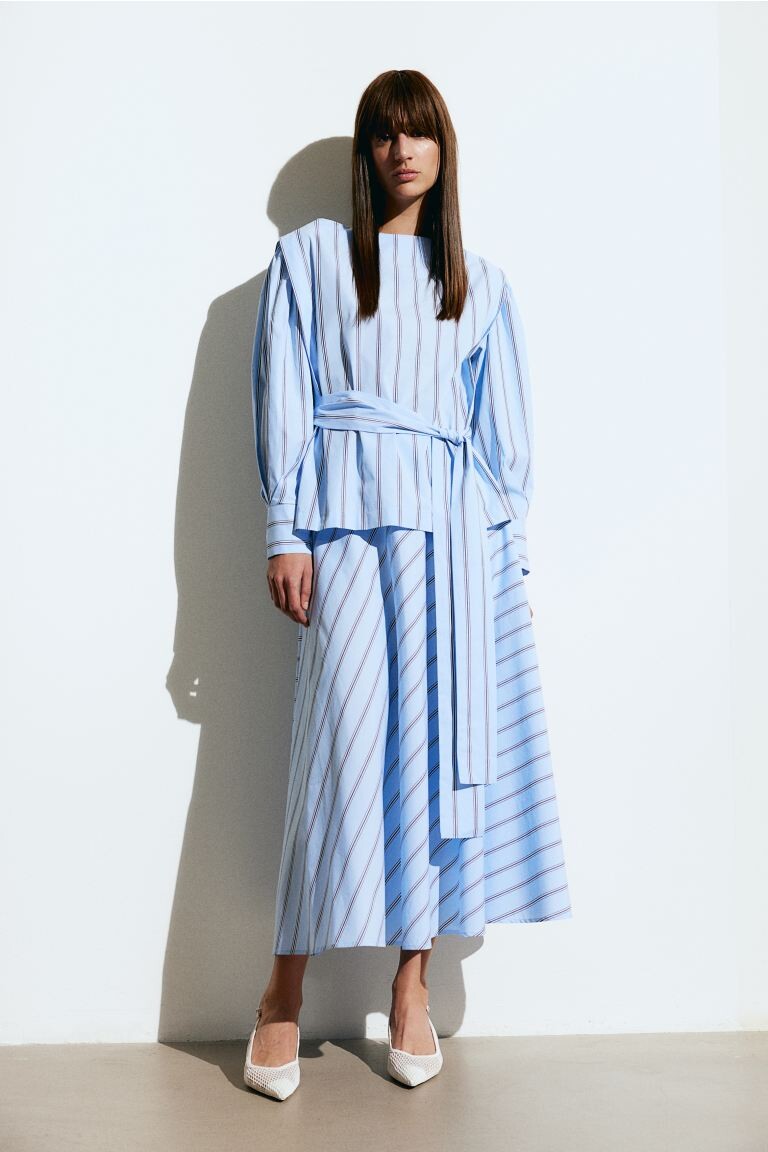 

Блузка из поплина с поясом H&M, синий