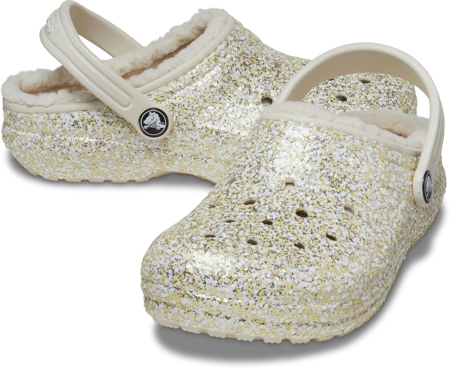 

Сабо Classic Lined Glitter Clog Crocs, цвет Stucco