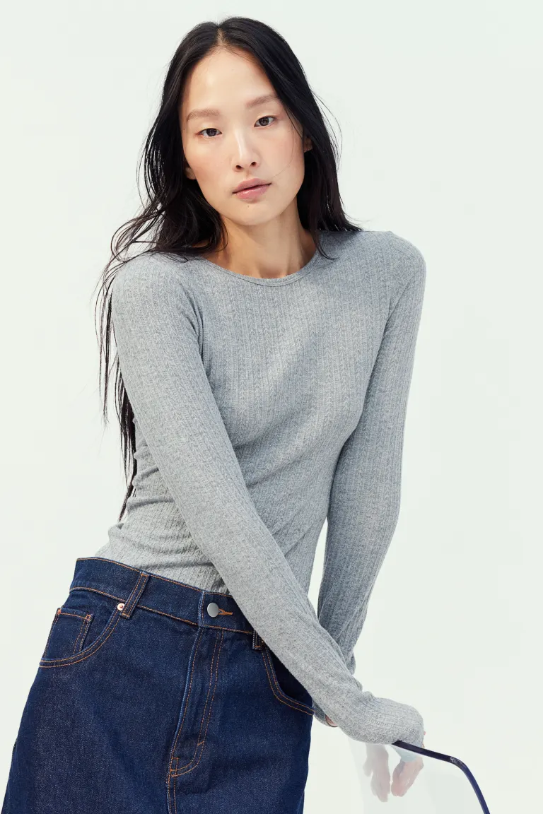 

Блуза ажурной вязки H&M, серый