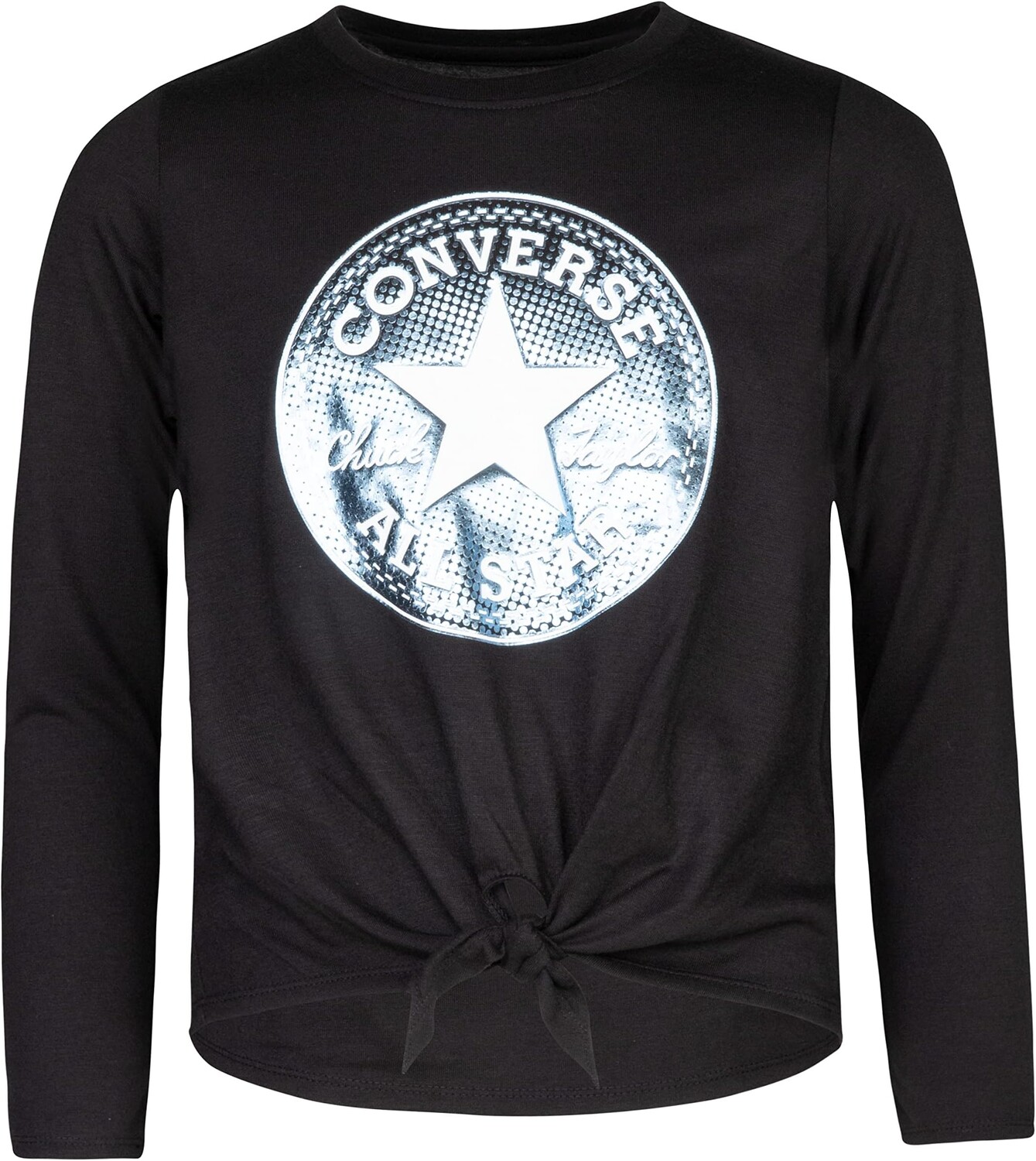 

Топ Converse Long Sleeve Tie Front Knit Top, черный