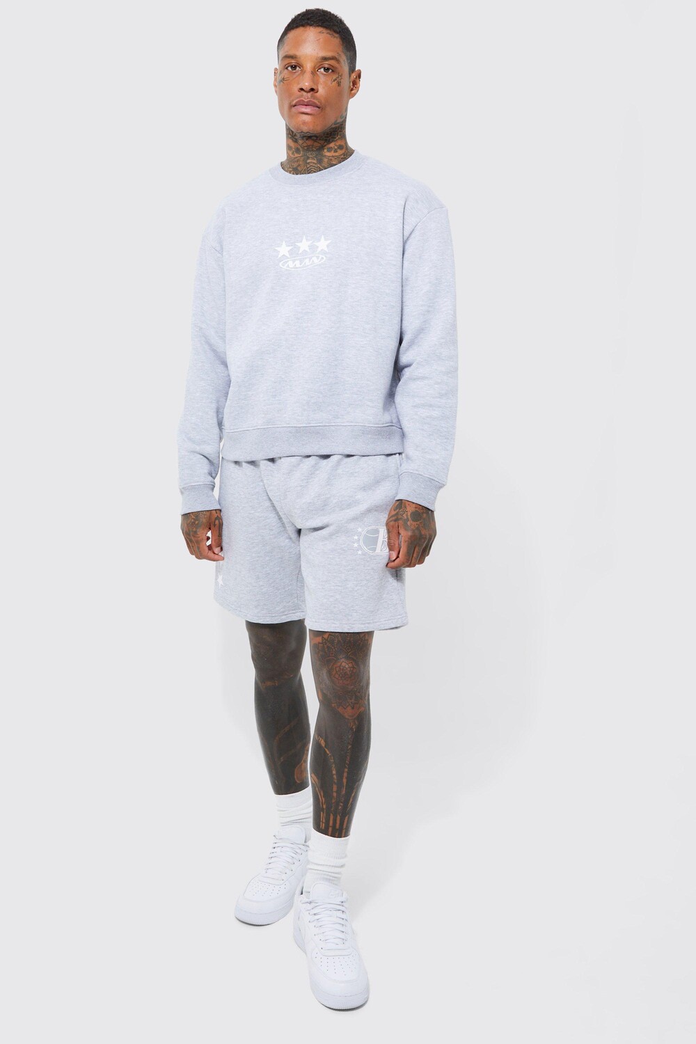 

Свитшот oversize boxy короткий спортивный костюм Boohoo, серый