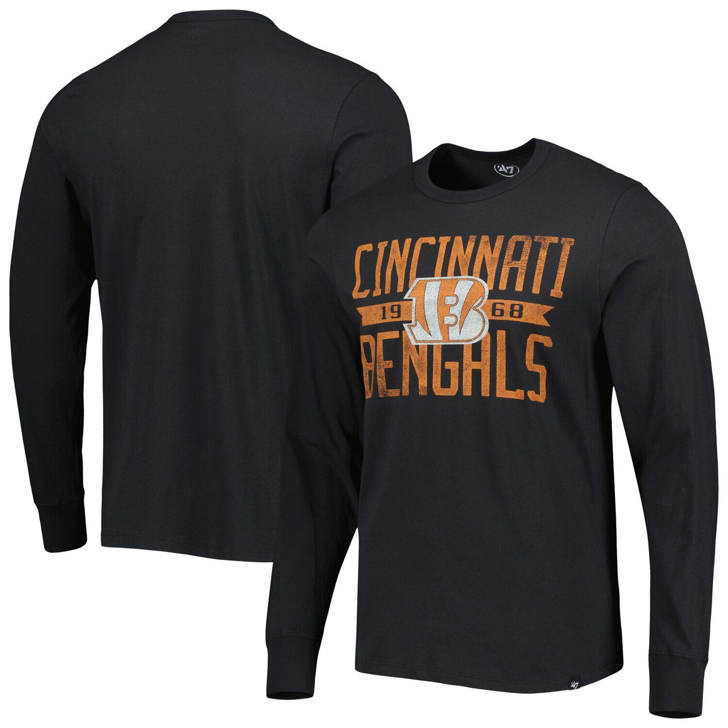 

Мужская черная футболка с длинным рукавом '47 Cincinnati Bengals Brand Wide Out Franklin
