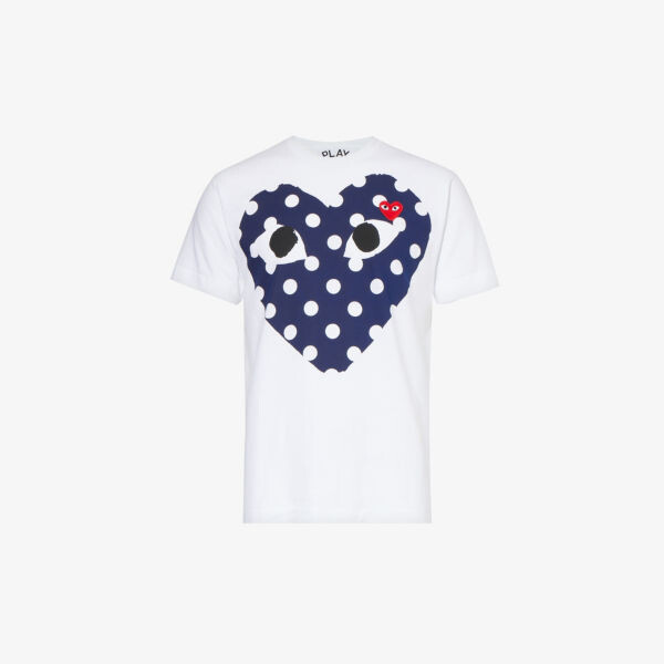 

Футболка Big Heart из хлопкового джерси в горошек Comme des Garçons, белый