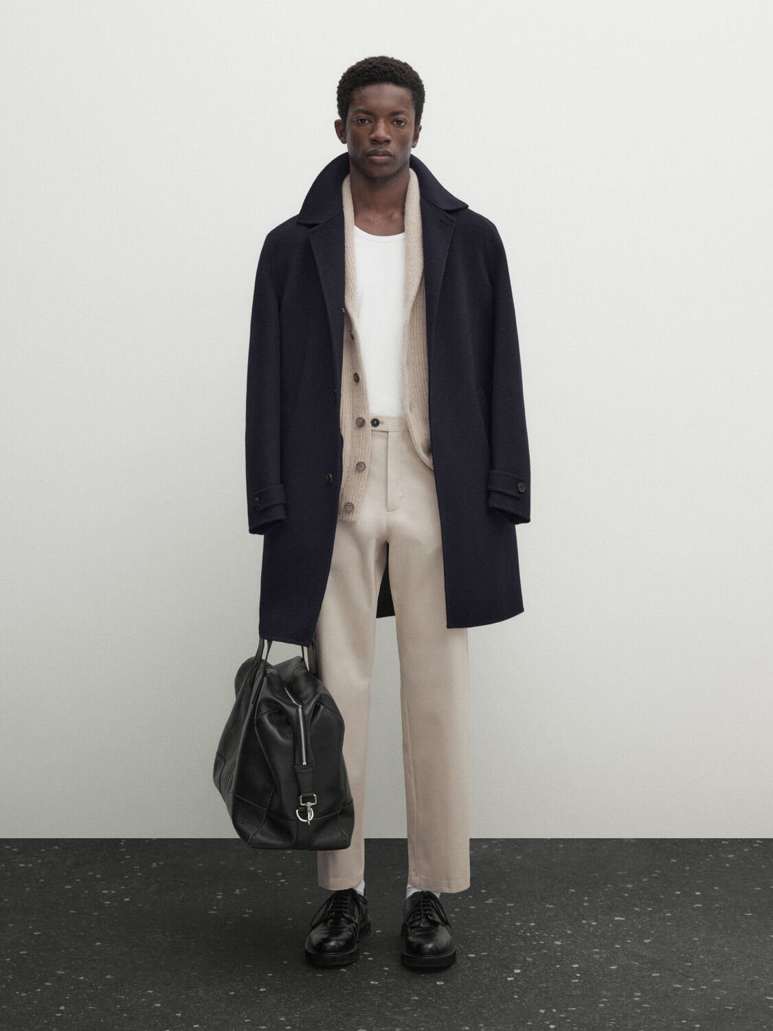 

Чинос расслабленного кроя с поясом Massimo Dutti, бежевый