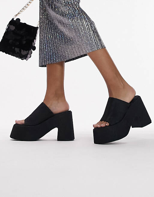 

Черные мюли на платформе Topshop Shay
