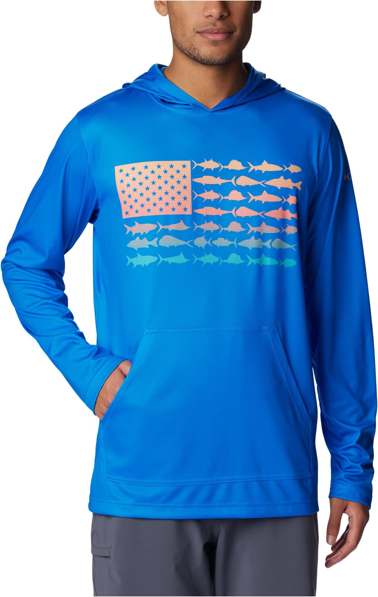 Толстовка с флагом Terminal Tackle PFG Fish Columbia, цвет Hyper Blue/Orange Glow Fish Flag