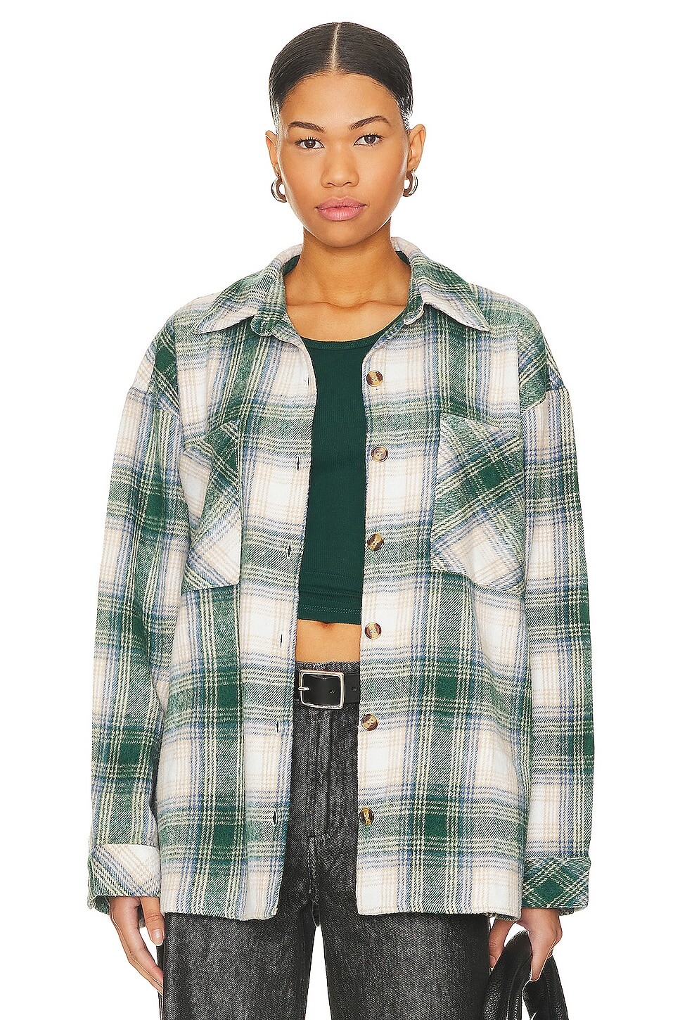 

Куртка superdown Jordayn Oversized Shacket, цвет Green Plaid