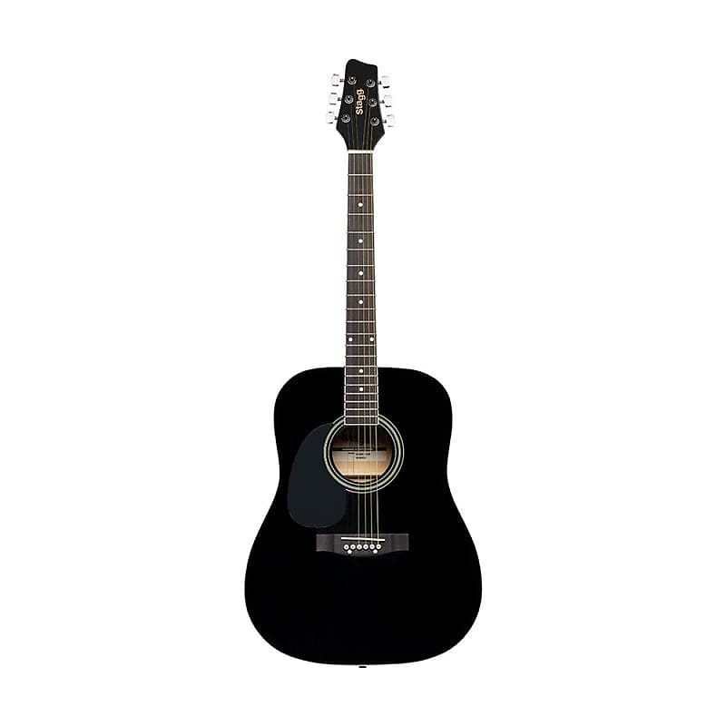 Акустическая гитара Stagg Black Dreadnought Acoustic Guitar With Basswood Top, Left-Handed Model Sa20D Lh-Bk акустическая гитара stagg sa20d black 3 4 acoustic guitar