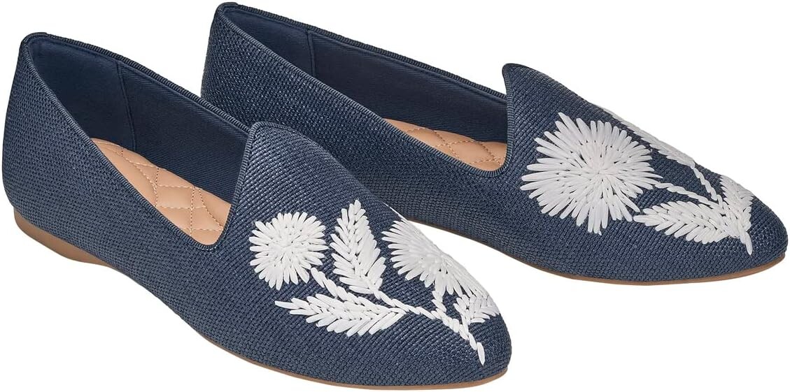 

Балетки Heron Embroidered Flat Birdies, цвет Navy Botanical Raffia