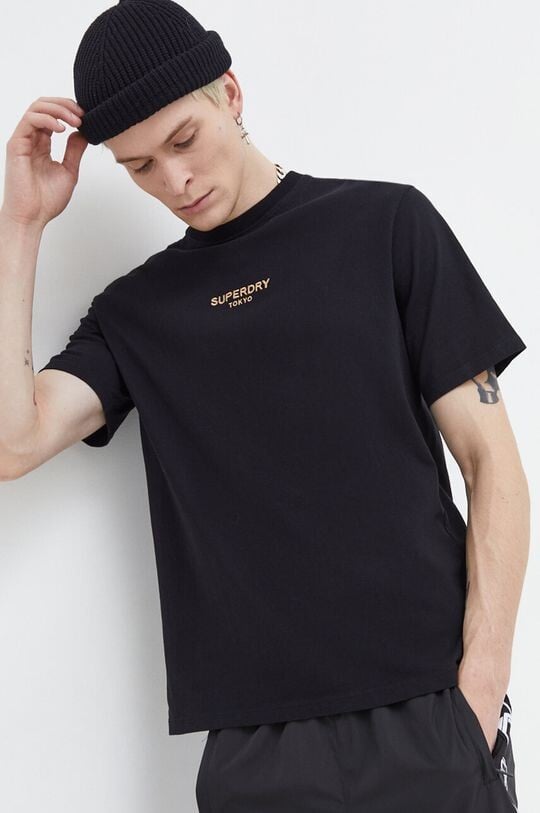 

Хлопковая футболка Superdry, черный