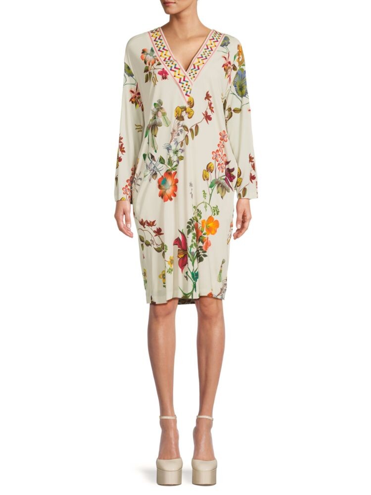 

Платье прямого кроя из джерси с цветочным принтом Etro, цвет White Multi