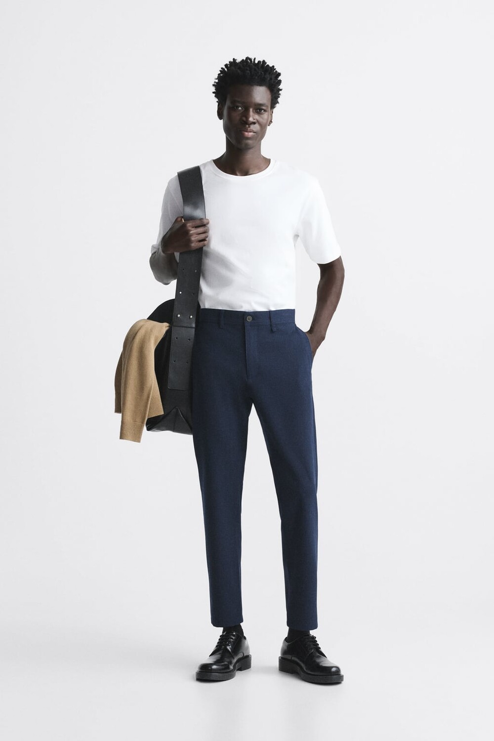

Комфортные брюки с текстурированными рукавами ZARA, синий
