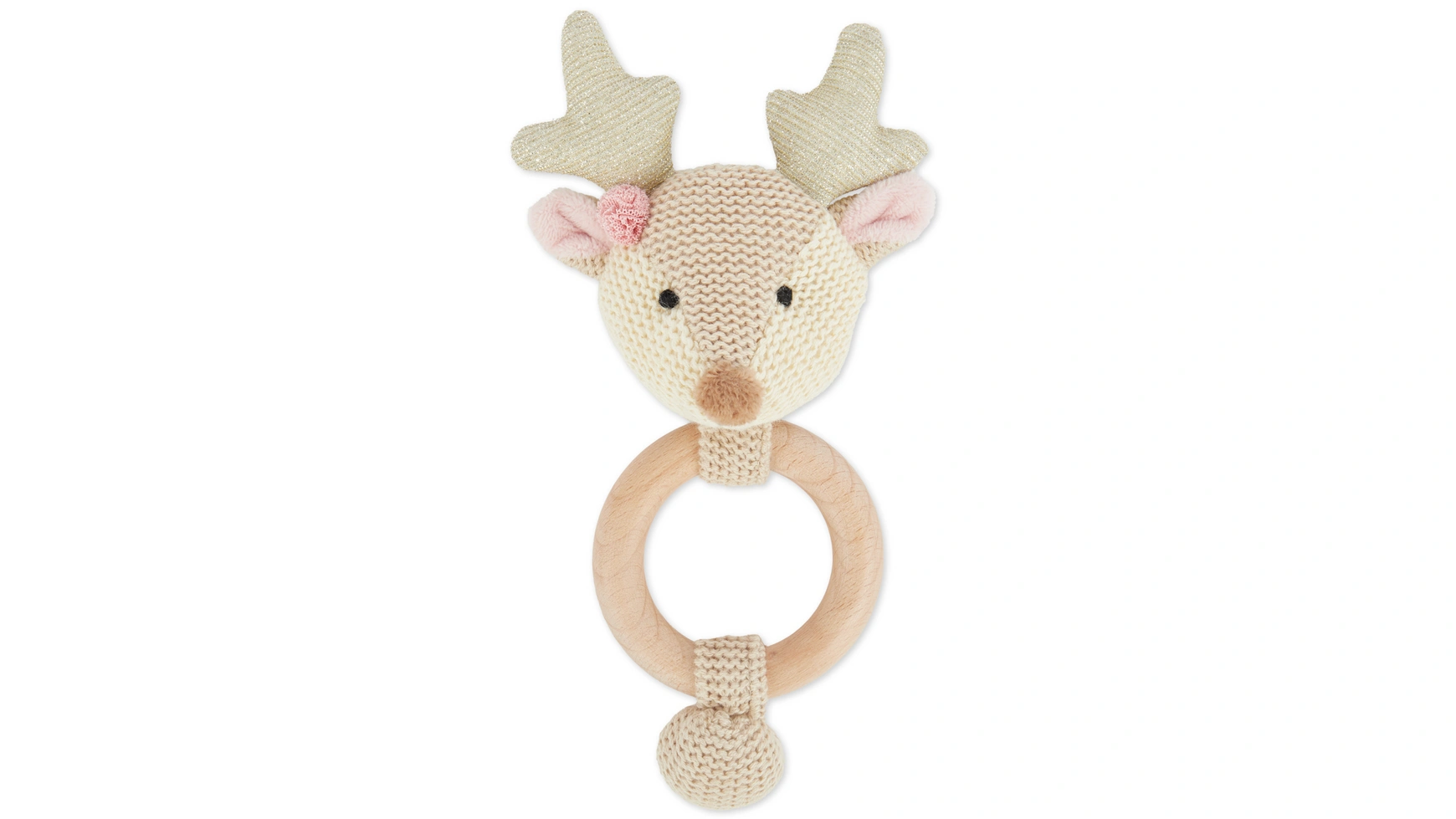Bieco Хватающий игрушечный олень из хлопка деревянное кольцо для прорезывания зубов из бука