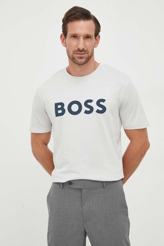

Хлопковая футболка CASUAL Boss Orange, серый