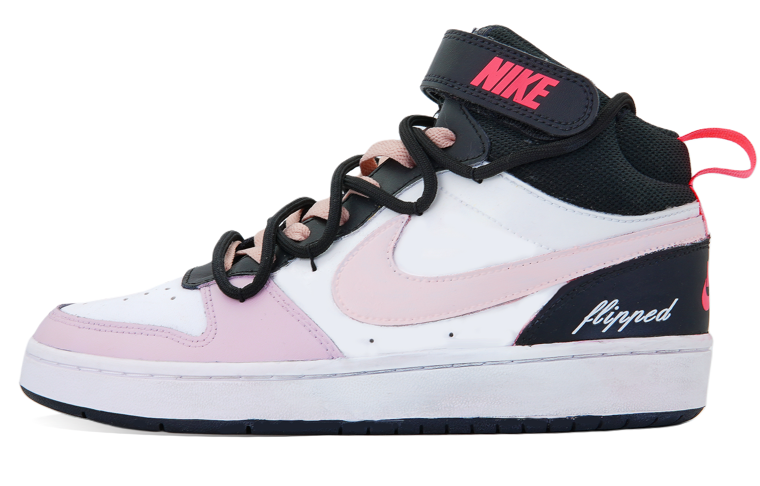 

Кроссовки Nike Court Borough Skateboarding Shoes Women's Mid-top Black/pink/white, черный