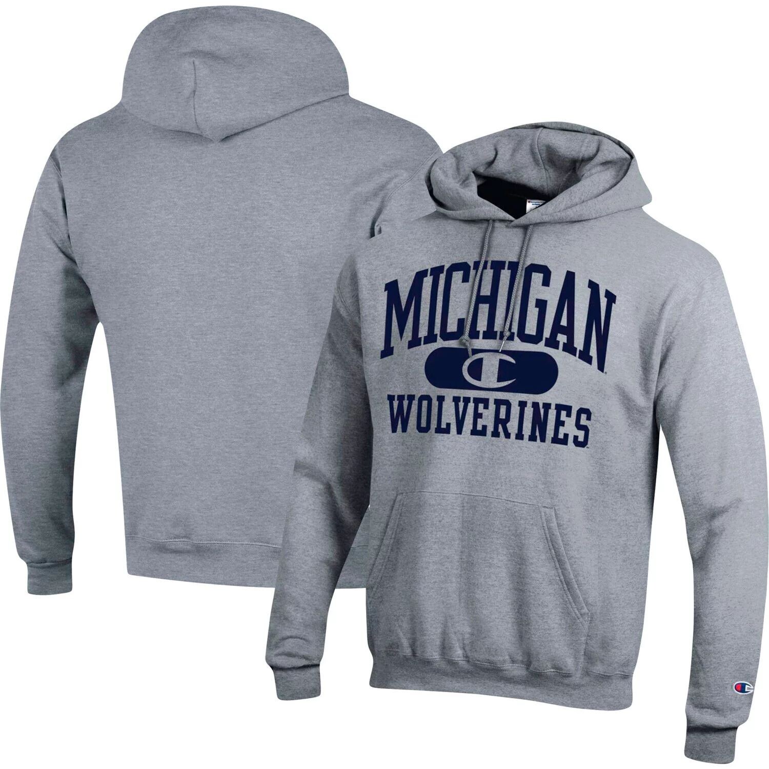 

Мужской пуловер с капюшоном Heather Grey Michigan Wolverines Arch Pill Champion