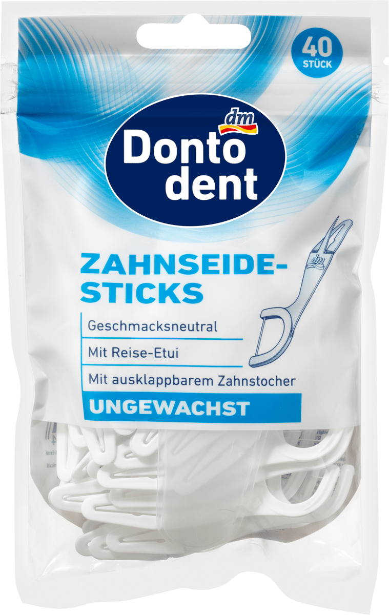 цена Донтодент палочки для зубной нити невощеные в футляре 40 шт. 40 шт. Dontodent