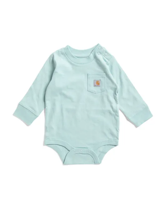 

Боди с длинными рукавами для маленьких девочек Carhartt, бирюзовый