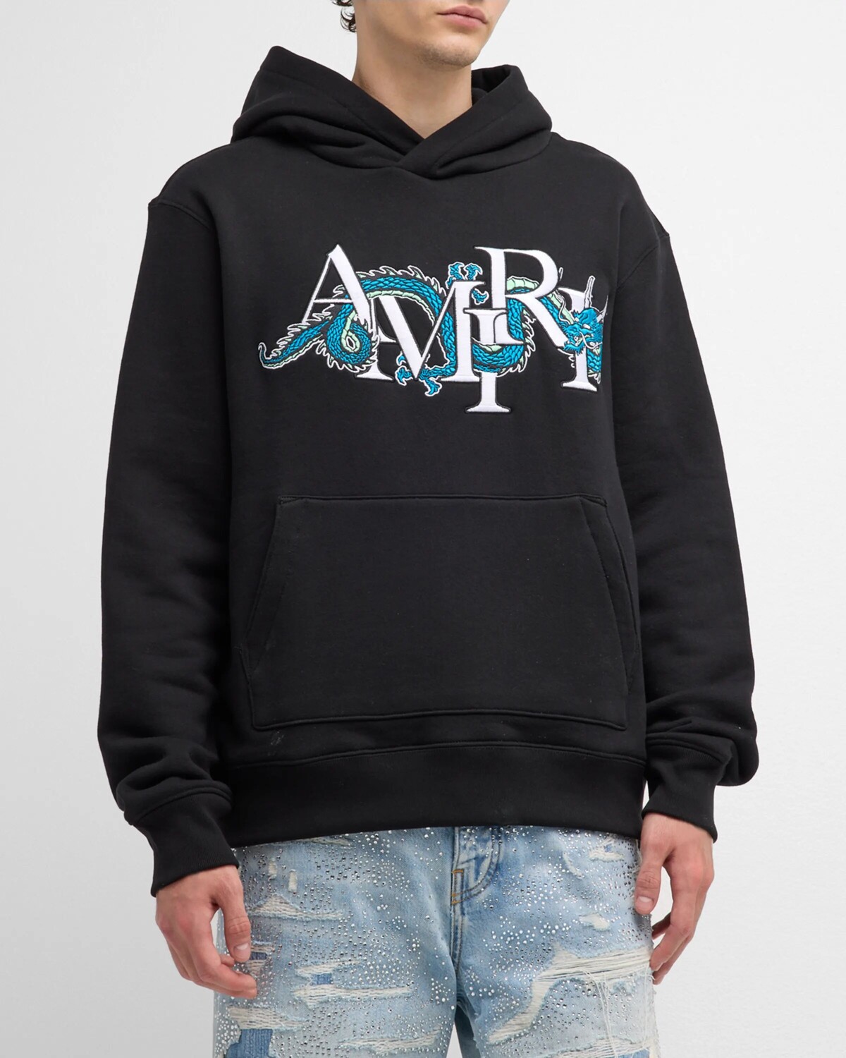 

Мужская толстовка с логотипом дракона Amiri, цвет Black