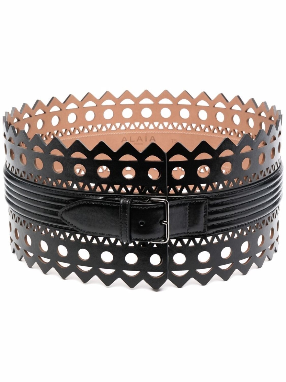 

Широкий пояс с перфорацией Alaïa, черный