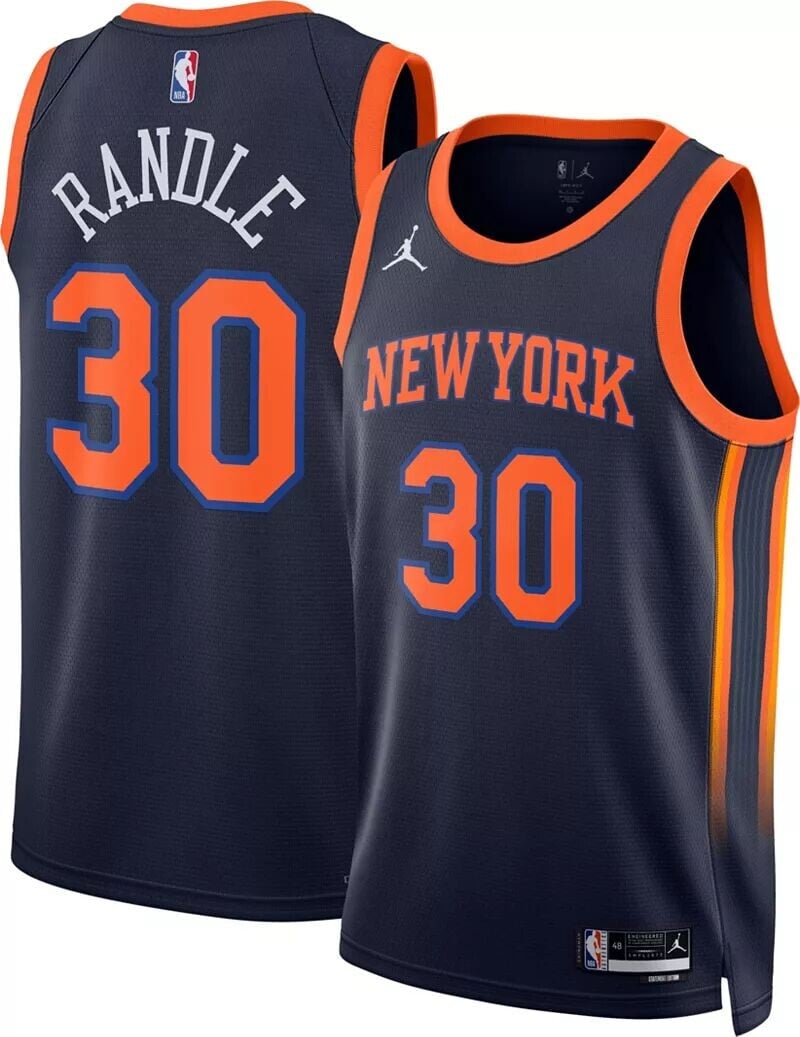 

Мужская темно-синяя майка Jordan New York Knicks Julius Randle #30 Dri-FIT Swingman