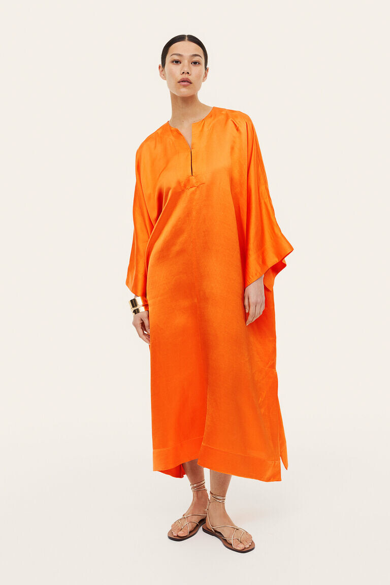 

Атласное платье-кафтан H&M, оранжевый