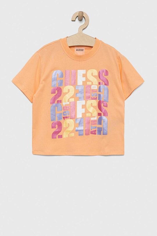 

Хлопковая футболка для детей Guess, оранжевый