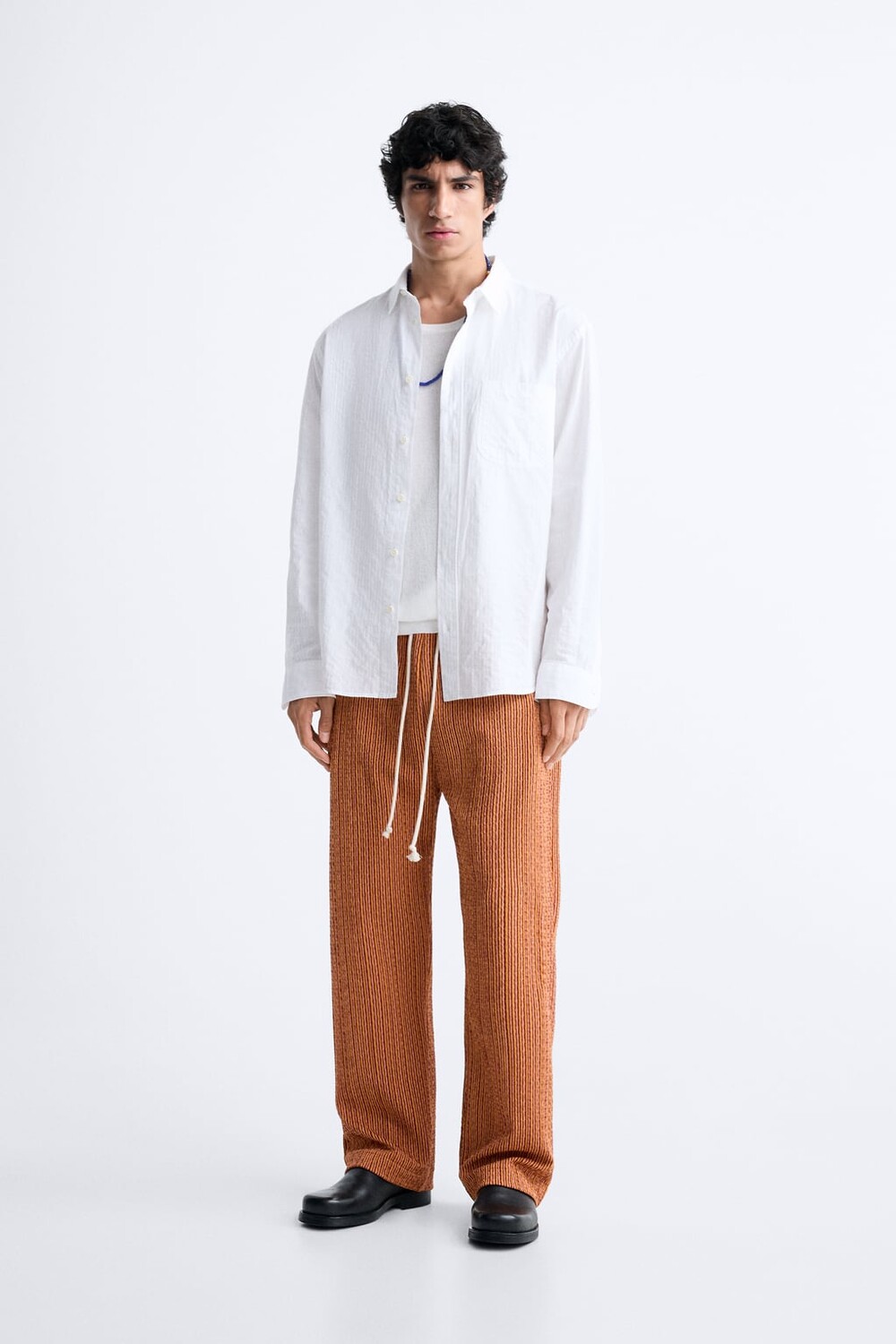 

Брюки с геометрическим жаккардом ZARA, экру