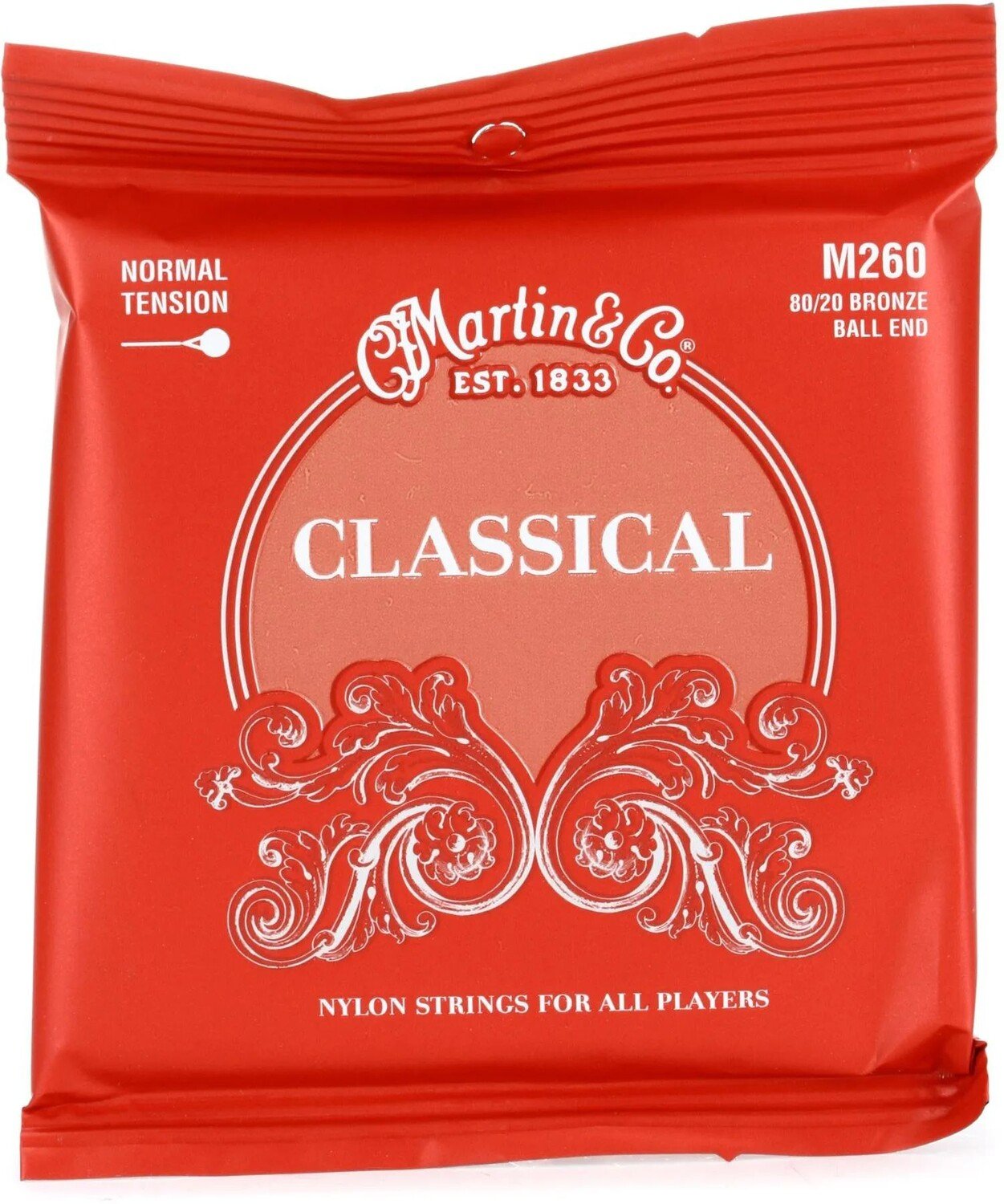 

Классические нейлоновые струны Martin M260 80/20 с бронзовым шаровым наконечником — нормальное натяжение