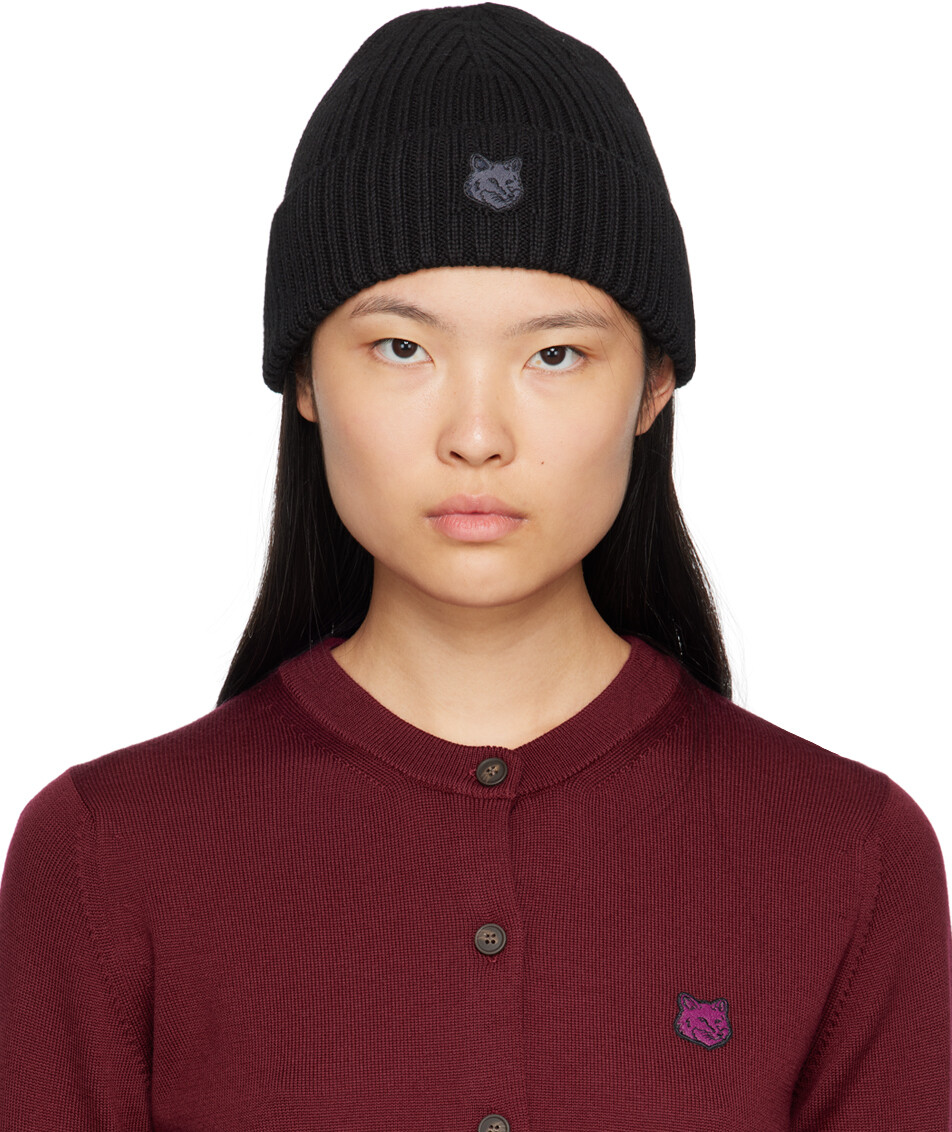 

Шапка-бини с нашивкой на голову Black Fox Maison Kitsune