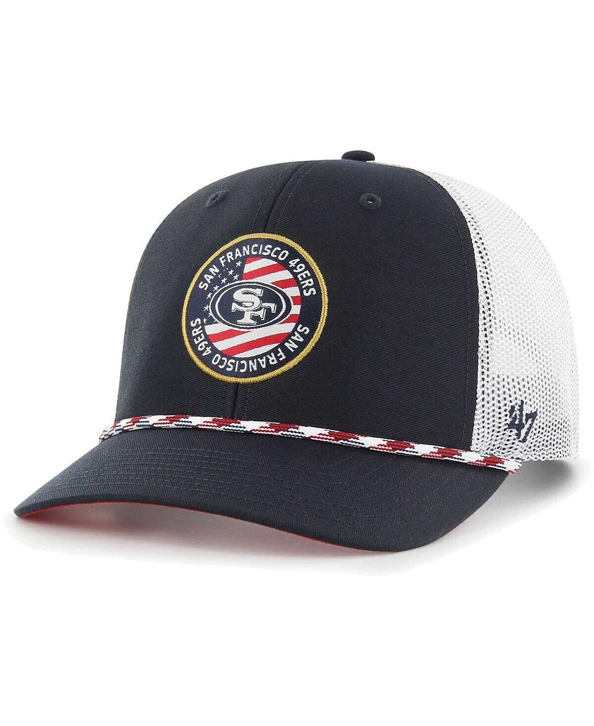 

Мужская темно-синяя, белая регулируемая шляпа San Francisco 49ers Union Patch Trucker '47 Brand