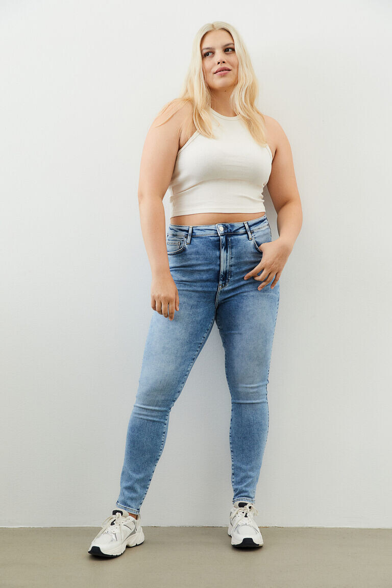 

Высокие джинсы скинни true to you H&M, синий