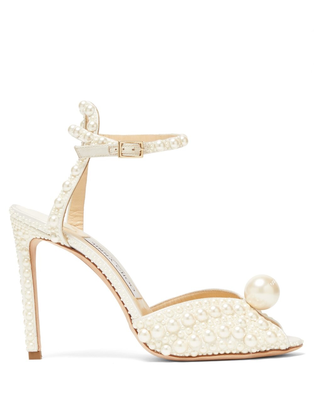 

Атласные босоножки sacora 100 с украшением из искусственного жемчуга Jimmy Choo, белый