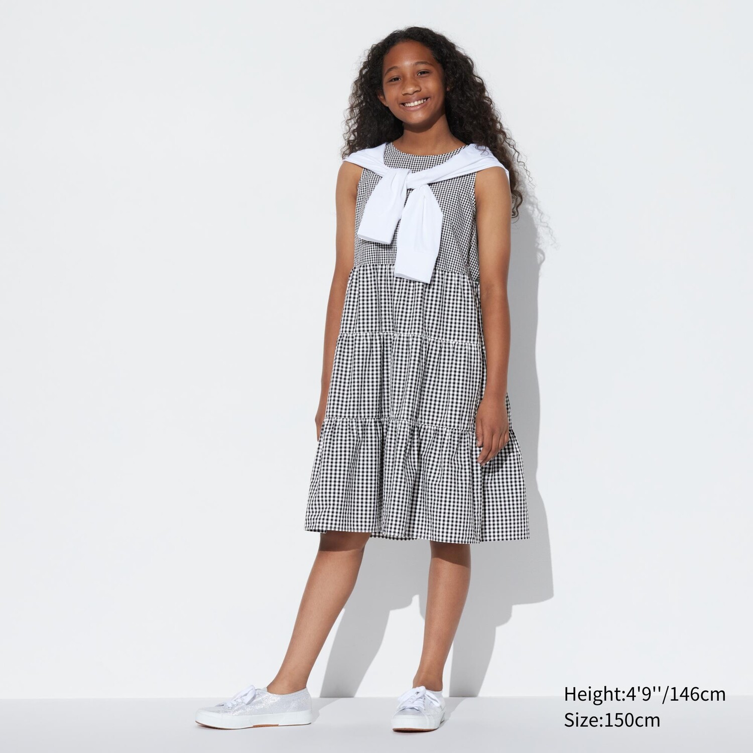 

Платье UNIQLO многоярусное без рукавов из жатого хлопка, черный