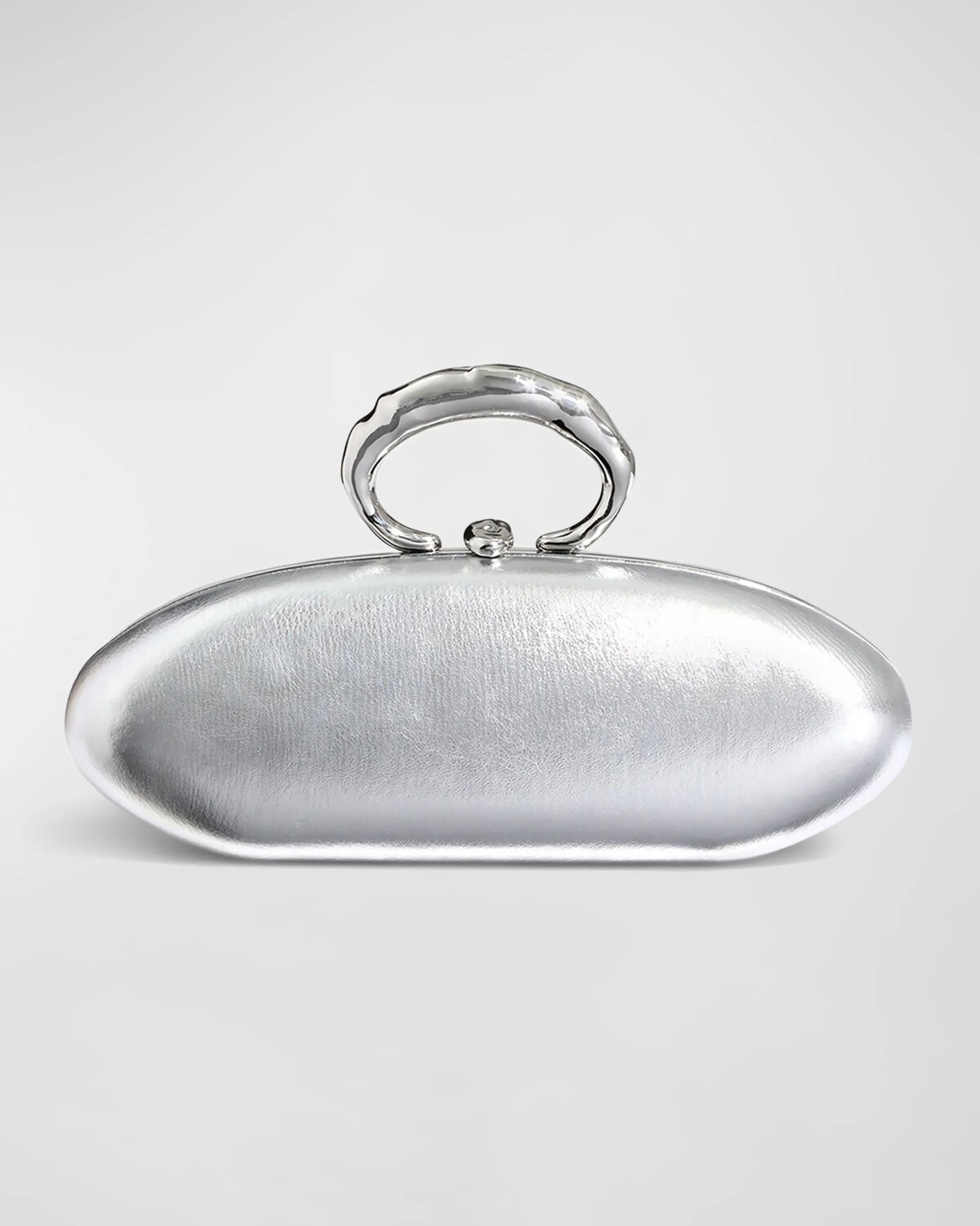 

Клатч Molten Metallic Leather Bullet Minaudiere Alexis Bittar, серебряный