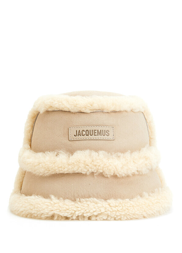

Женская кожаная шляпа с кремовым логотипом Jacquemus