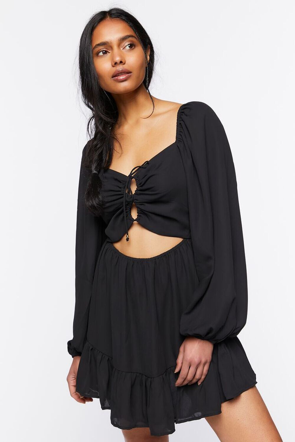 

Мини-платье со шнуровкой и вырезом Forever 21, черный