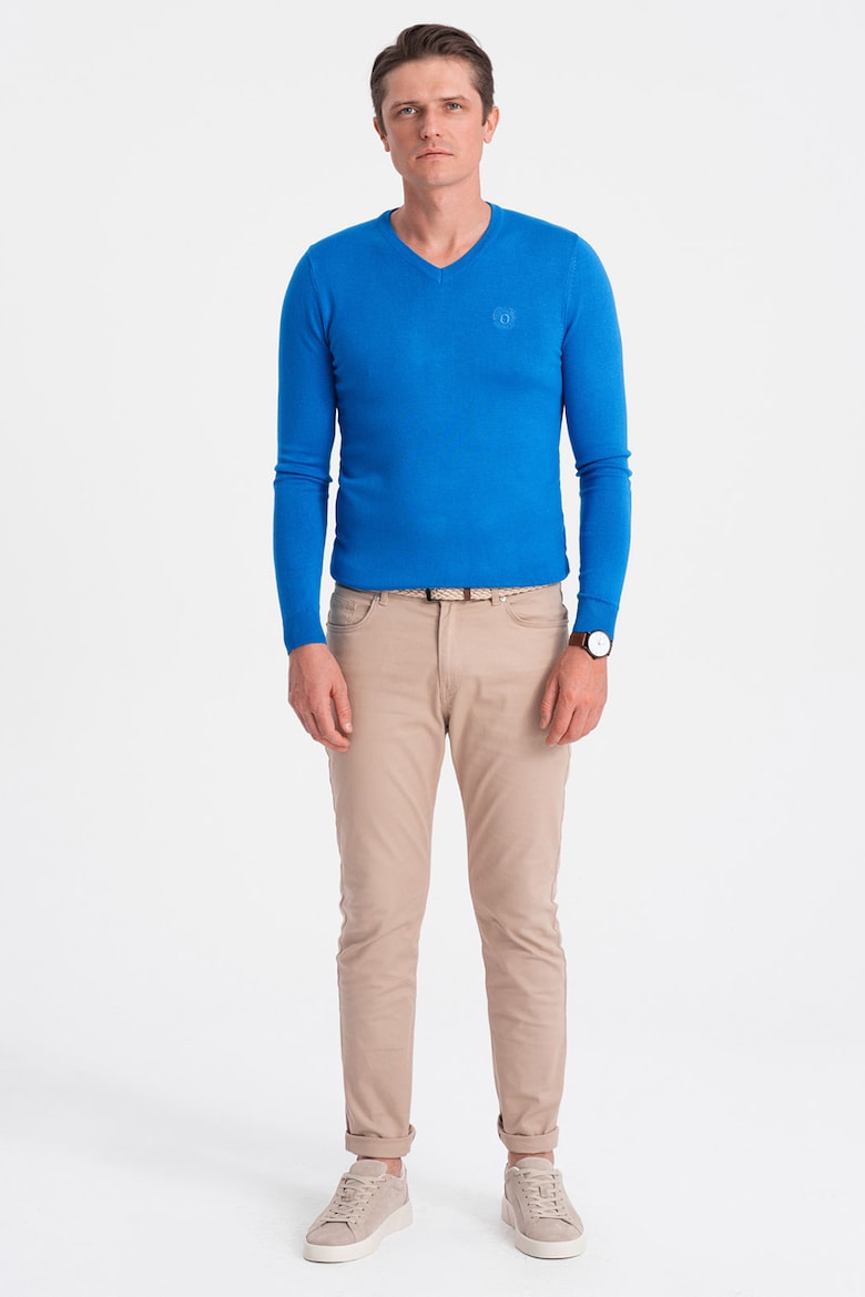 Облегающий свитер с заостренным воротником Ombre, синий