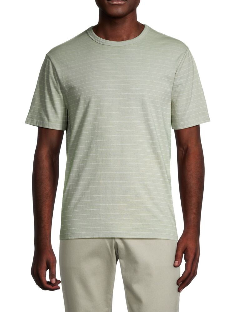 

Футболка с круглым вырезом в тонкую полоску Vince, цвет Washed Green