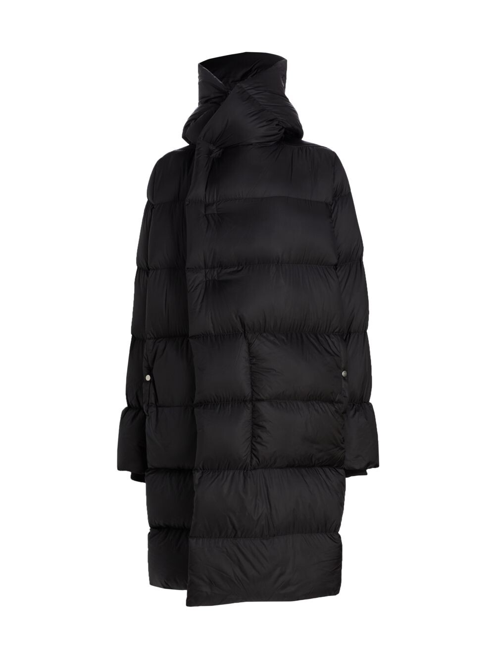 

Пуховик асимметричного кроя с капюшоном Rick Owens, черный