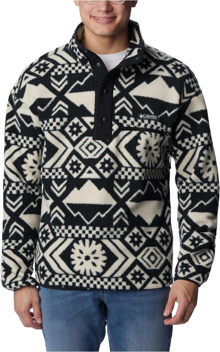 

Куртка Helvetia 1/2 Snap Fleece Columbia, цвет Black Checkered Peaks Tonal