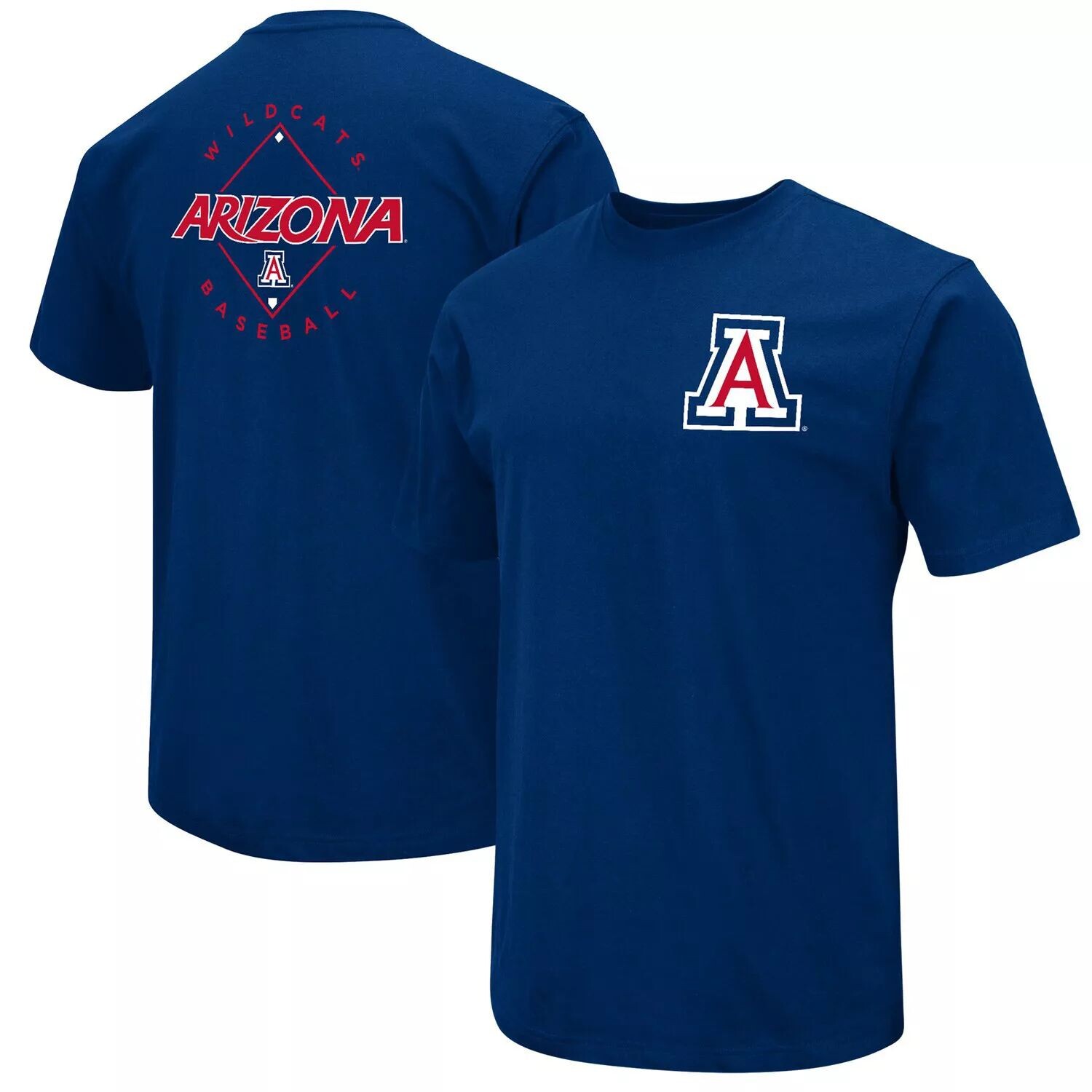 

Мужская темно-синяя футболка Colosseum Arizona Wildcats Baseball On Deck 2-Hit, Синий