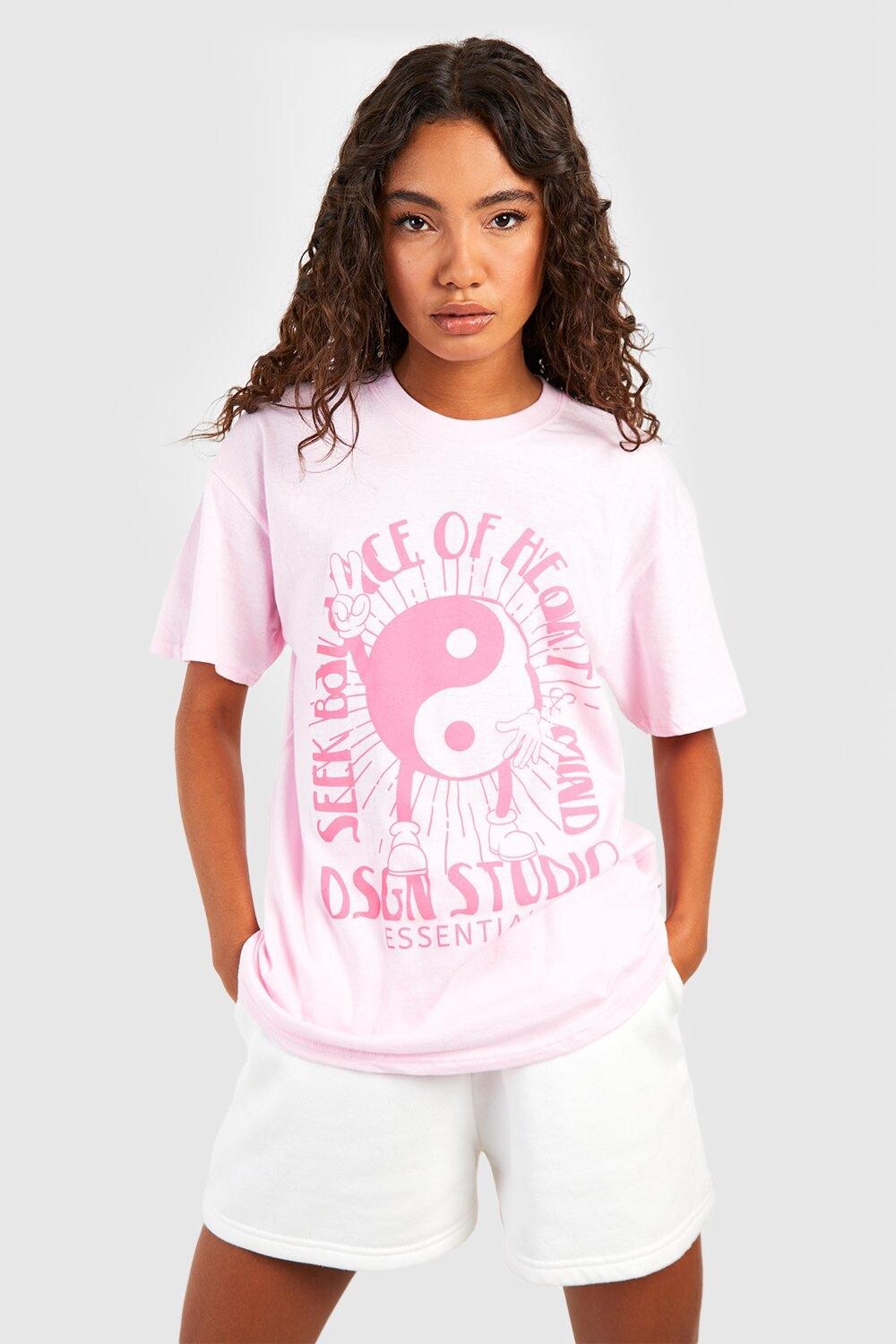 

Футболка tall dsgn studio peace Boohoo, розовый