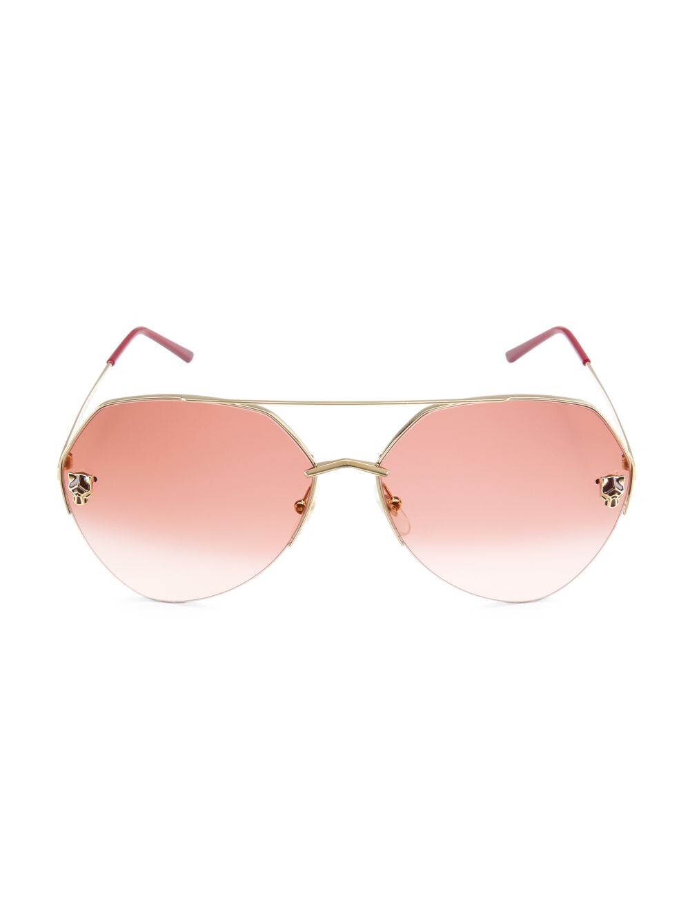 

Круглые солнцезащитные очки Panthère Light 64MM Cartier, золотой